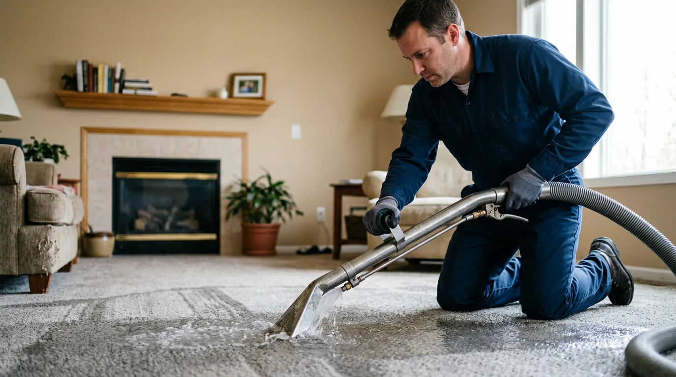 Water damage restoration technician working near Clarksville, IA
